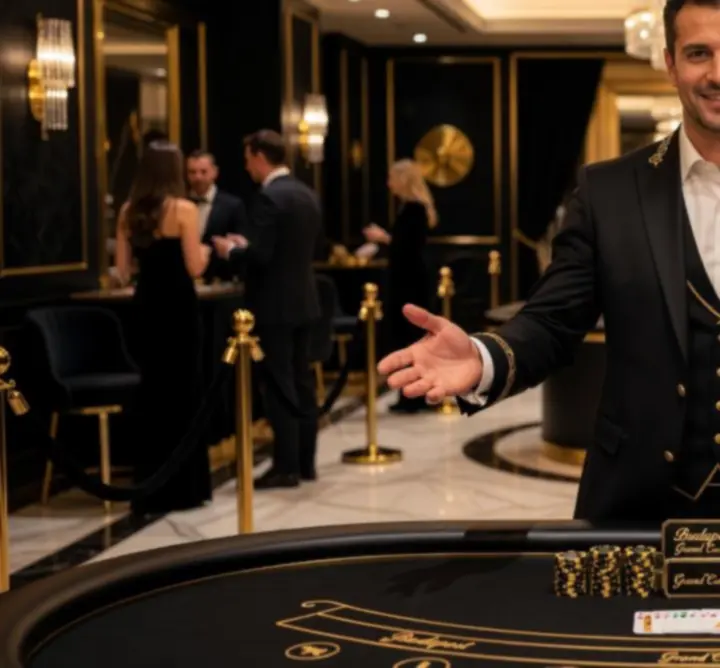 Profi kaszinó dealer és házigazda elegáns rendezvényen