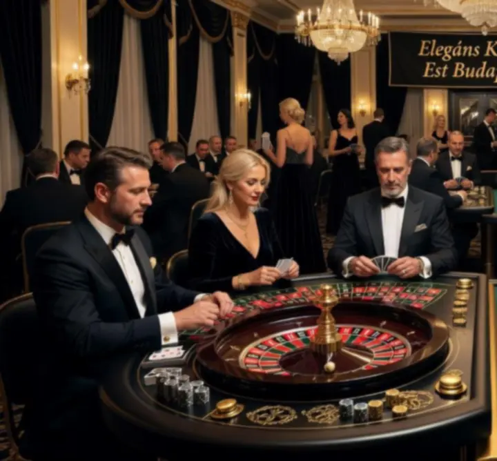 Kaszinó est elegáns helyszínen rulett és blackjack asztalokkal