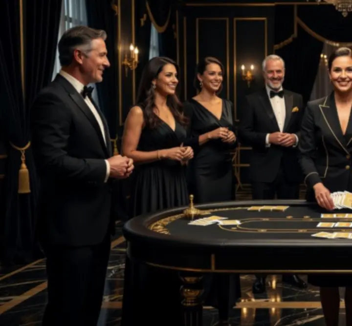 Játékmester és krupié munka közben egy elegáns kaszinó hangulatú esten